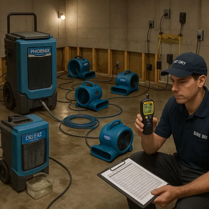 Structural Drying and Dehumidification process in Raynham Center, MA